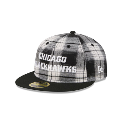 Chicago Blackhawks Grunge Plaid Retro Crown 59FIFTY Fitted Hat