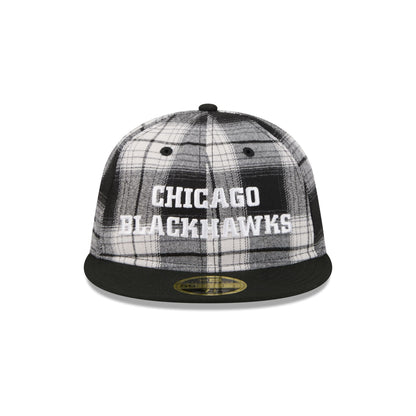 Chicago Blackhawks Grunge Plaid Retro Crown 59FIFTY Fitted Hat