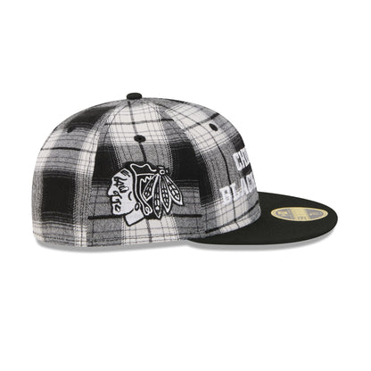 Chicago Blackhawks Grunge Plaid Retro Crown 59FIFTY Fitted Hat