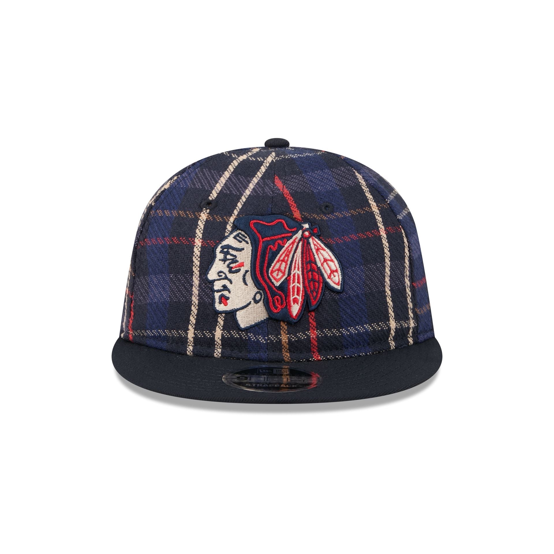 Chicago Blackhawks Grunge Plaid Retro Crown 9FIFTY Adjustable Hat