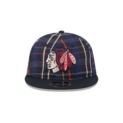 Chicago Blackhawks Grunge Plaid Retro Crown 9FIFTY Adjustable Hat
