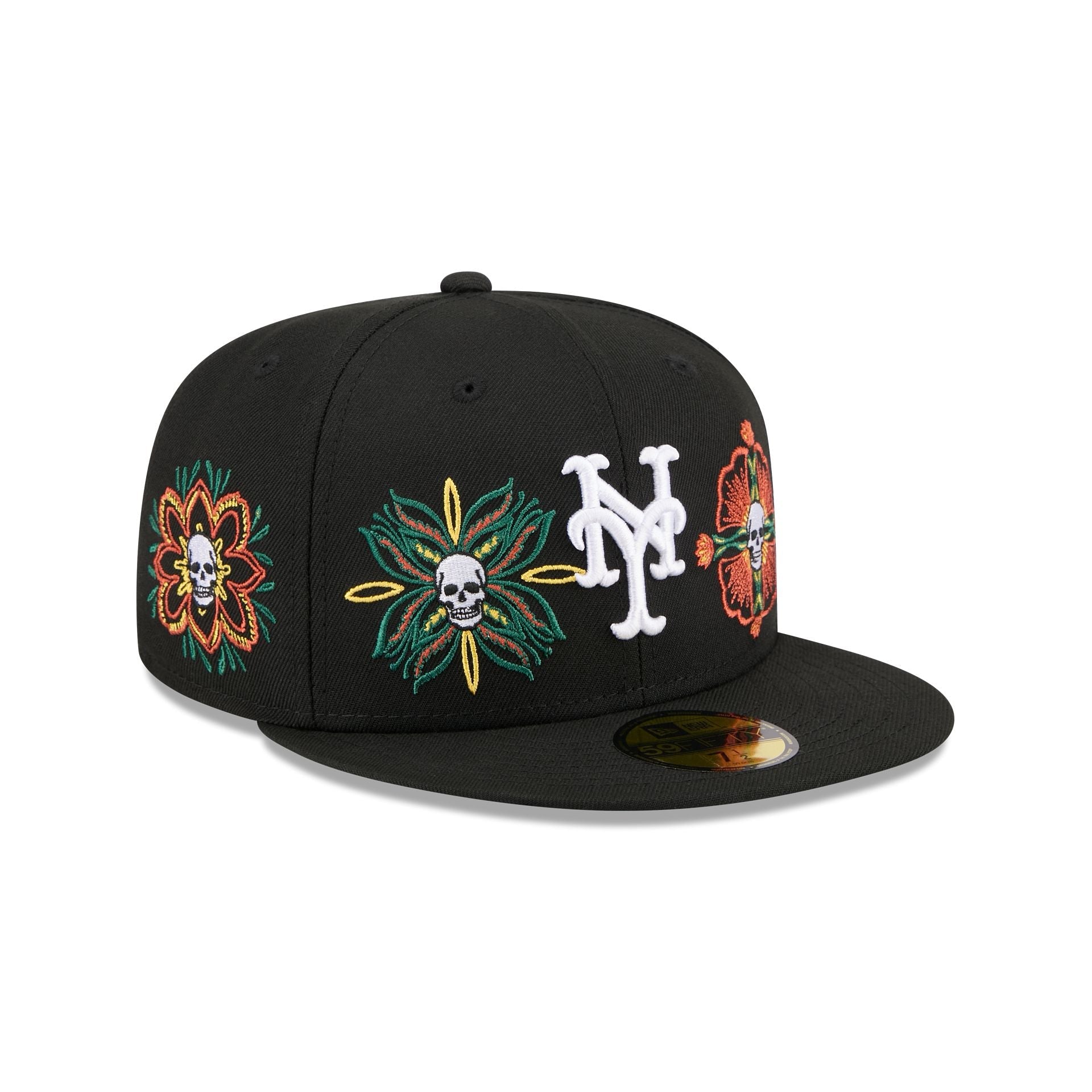 New York Mets Day of the Dead Skull & Flowers 59FIFTY Fitted Hat