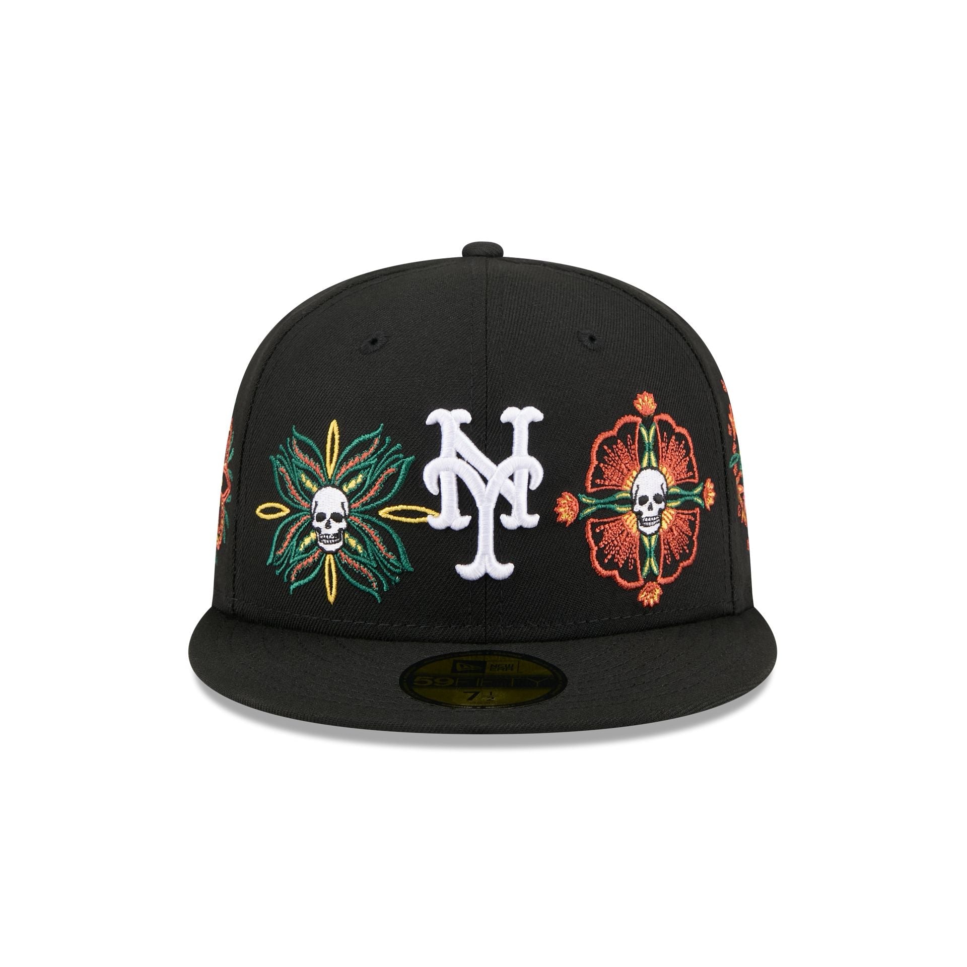 New York Mets Day of the Dead Skull & Flowers 59FIFTY Fitted Hat