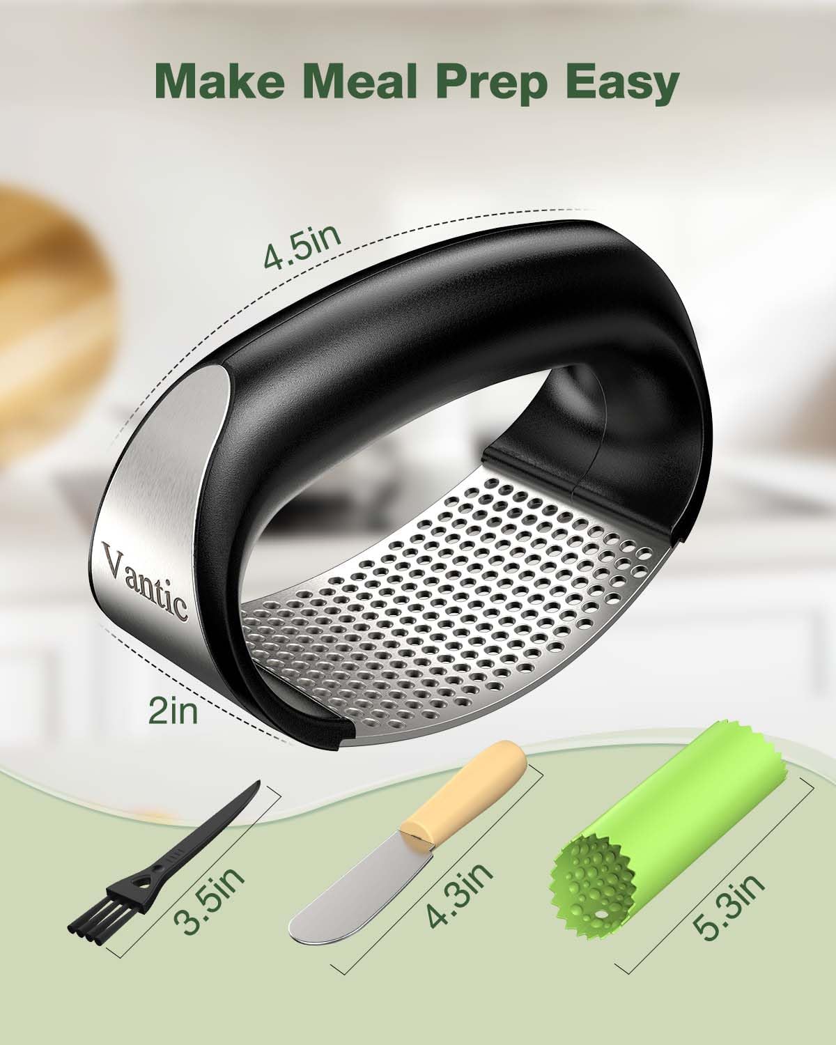 Vantic Garlic Press Rocker - Stainless Steel Garlic Mincer Garlic Crusher, New Innovative Garlic Chopper with Peeler and Scraper for Smash Garlic…