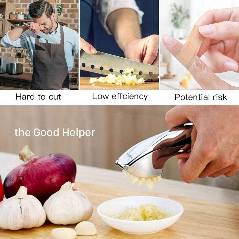 Kitchen Premium Garlic Press Stainless Steel Garlic Crusher Press Easy to Use Food Helper
