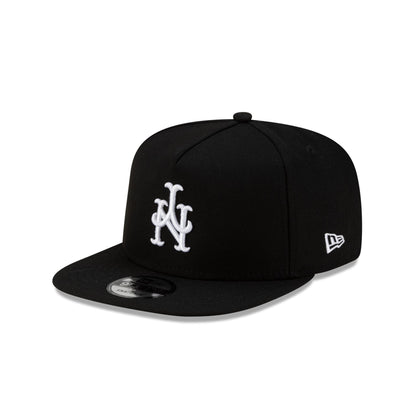 New York Mets Upside Down Logo Black 9FIFTY A-Frame Snapback Hat