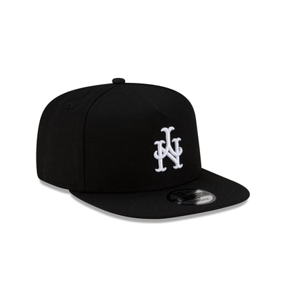 New York Mets Upside Down Logo Black 9FIFTY A-Frame Snapback Hat