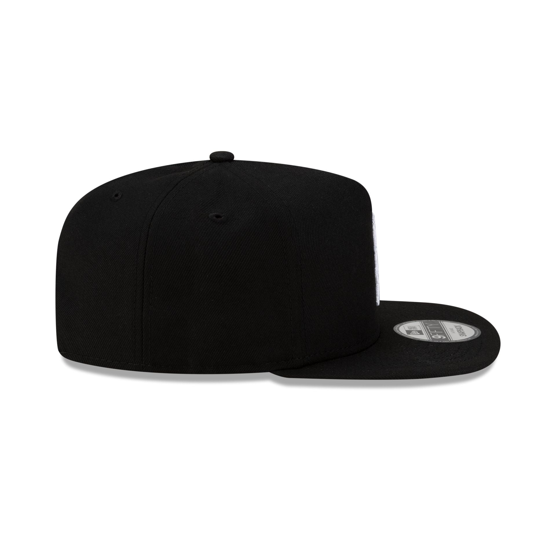 New York Mets Upside Down Logo Black 9FIFTY A-Frame Snapback Hat