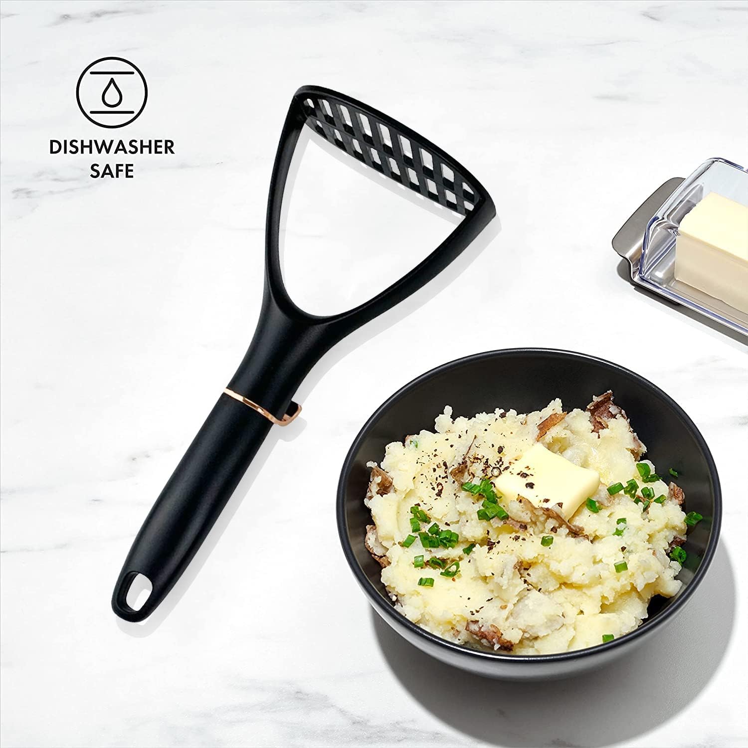 TENTA KITCHEN Good Grips Potato Solid Masher Professional Potato Mashers Stainless Steel Nylon,Garlic Press,Cooking and Kitchen Gadget. Ricer Press Blender Crusher for Non-Stick Cookware