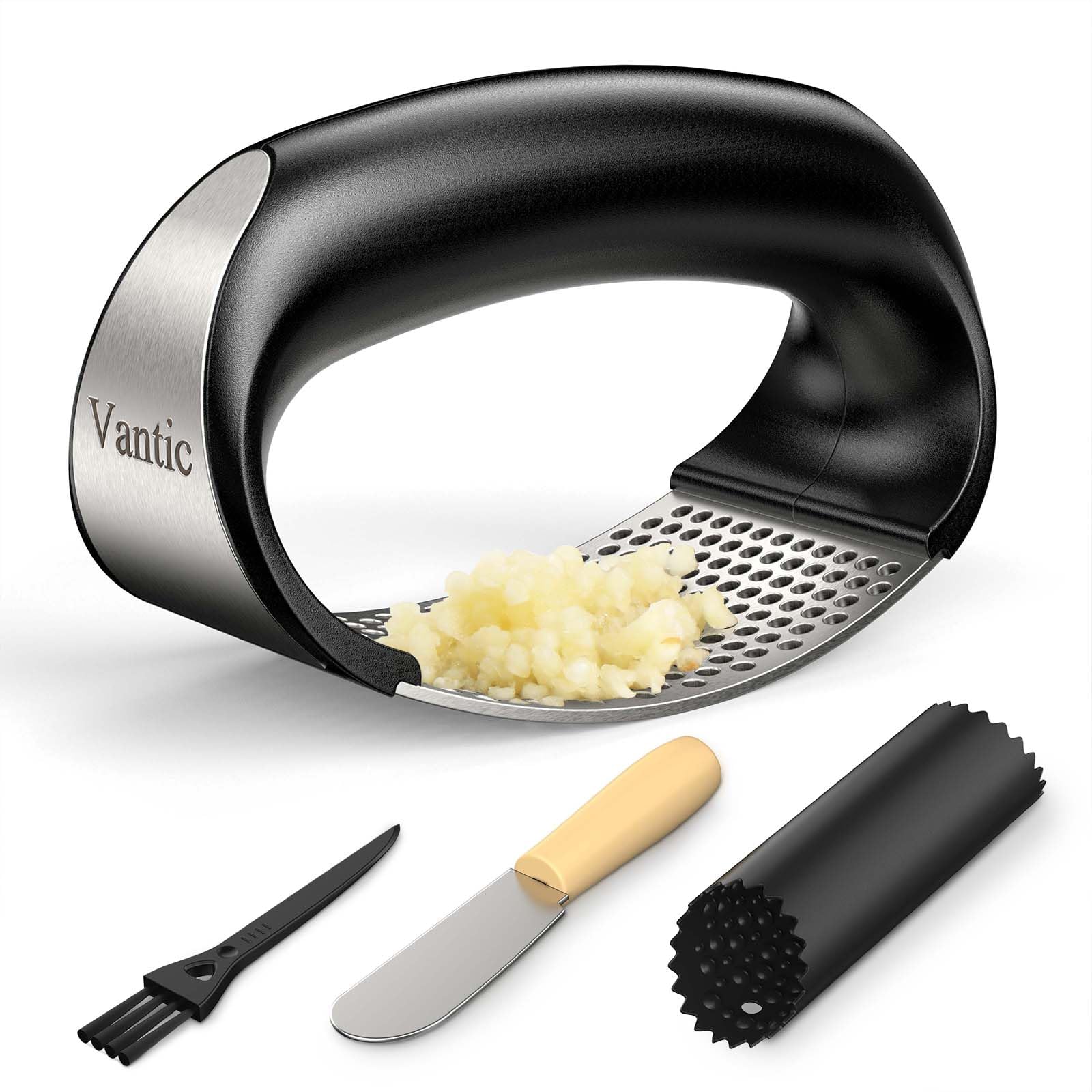 Vantic Garlic Press Rocker - Stainless Steel Garlic Mincer Garlic Crusher, New Innovative Garlic Chopper with Peeler and Scraper for Smash Garlic…