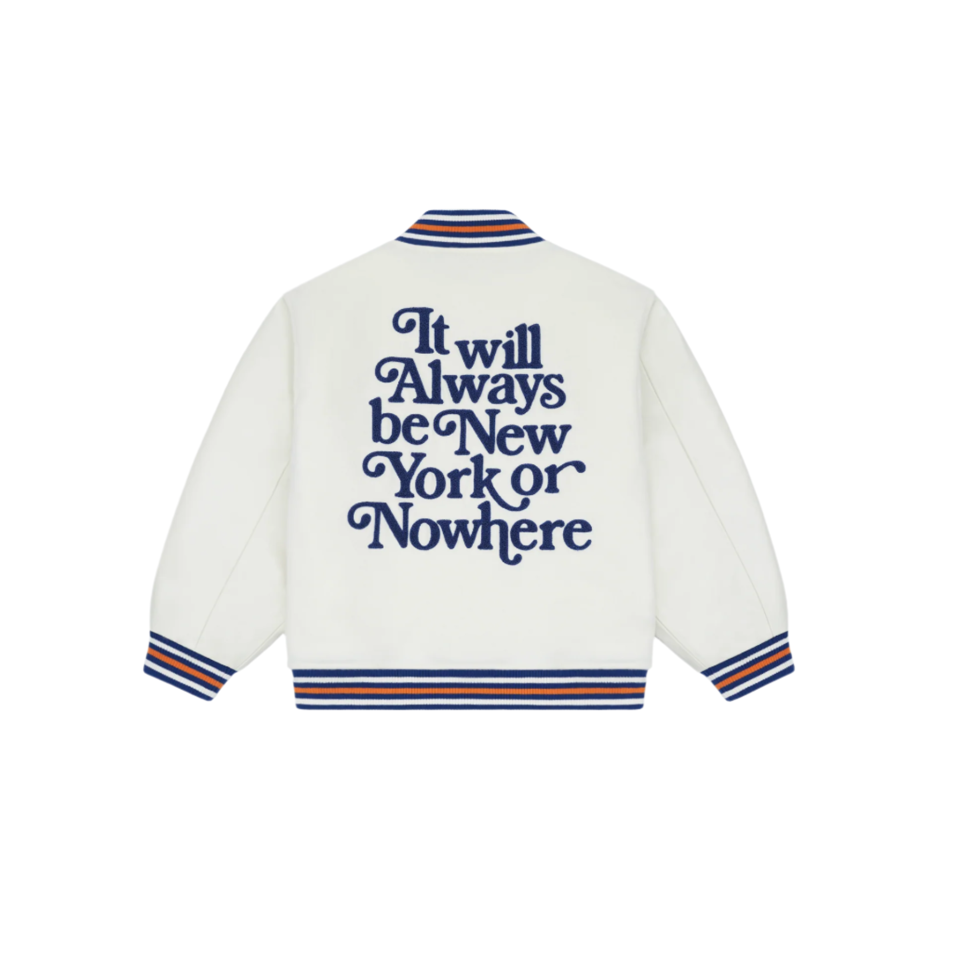 New York or Nowhere x New York Mets Youth Chrome White Motto Varsity Jacket
