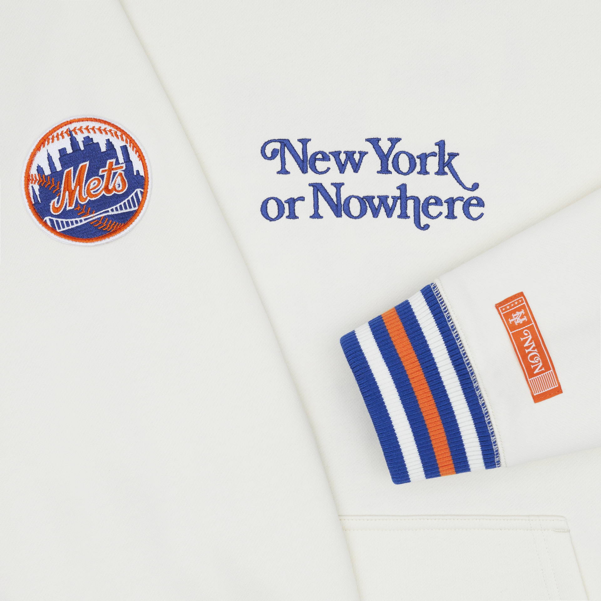 New York or Nowhere x New York Mets Youth Chrome White Motto Hoodie